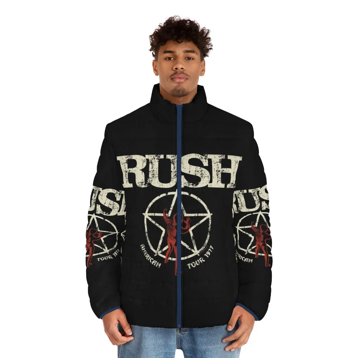 1977 Rush American Tour Retro Rock Music Puffer Jacket
