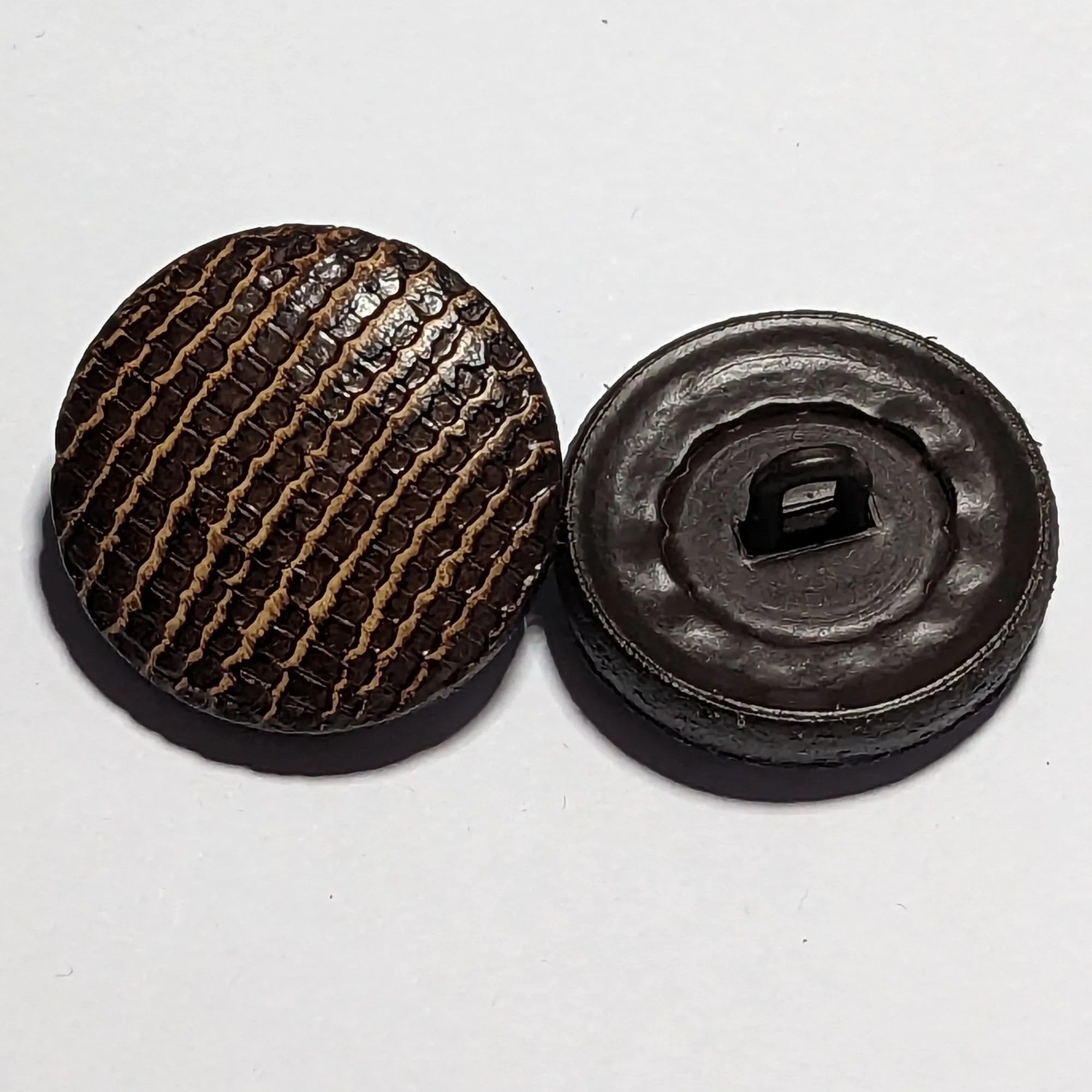 20mm and 15mm Brown Leather Shank Buttons