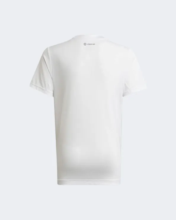 Adidas Aeroready Hiit Slogan Boys Training T-Shirt White Hm2483