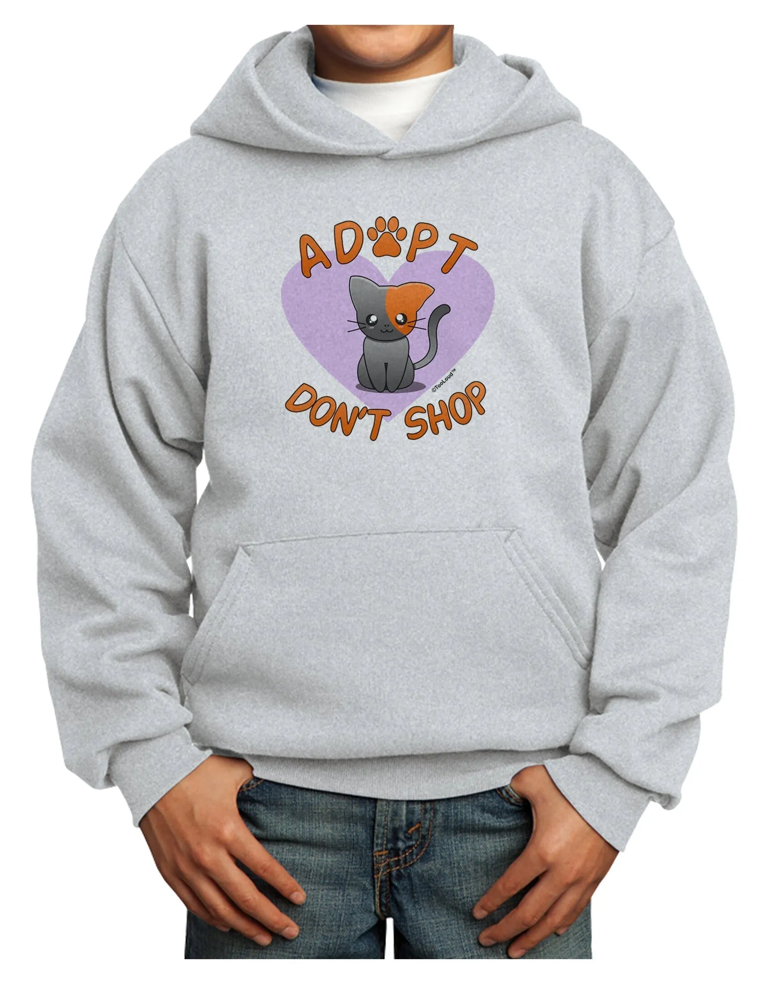 Adopt Don't Shop Cute Kitty Youth Hoodie Pullover Sweatshirt