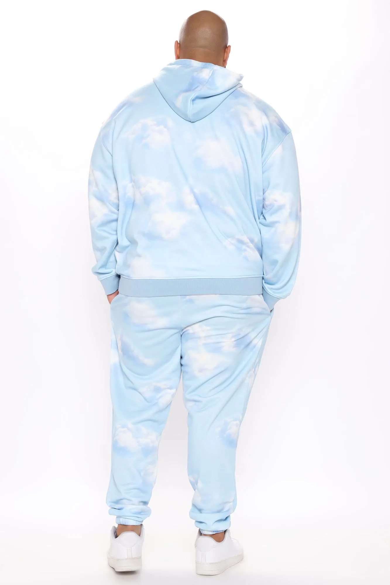Allover Cloud Print Pullover Hoodie - Blue/combo