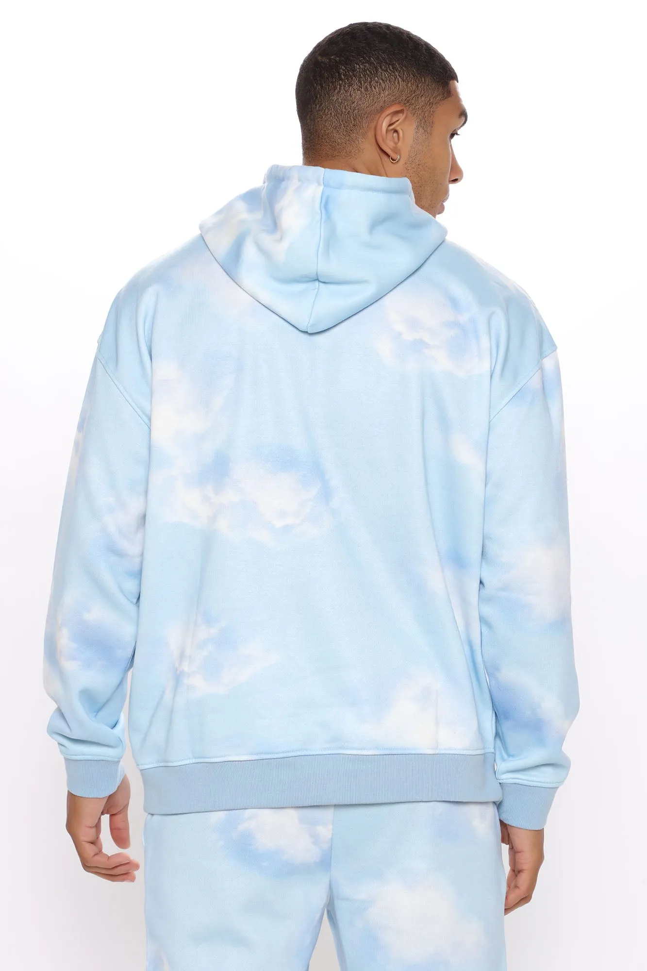 Allover Cloud Print Pullover Hoodie - Blue/combo