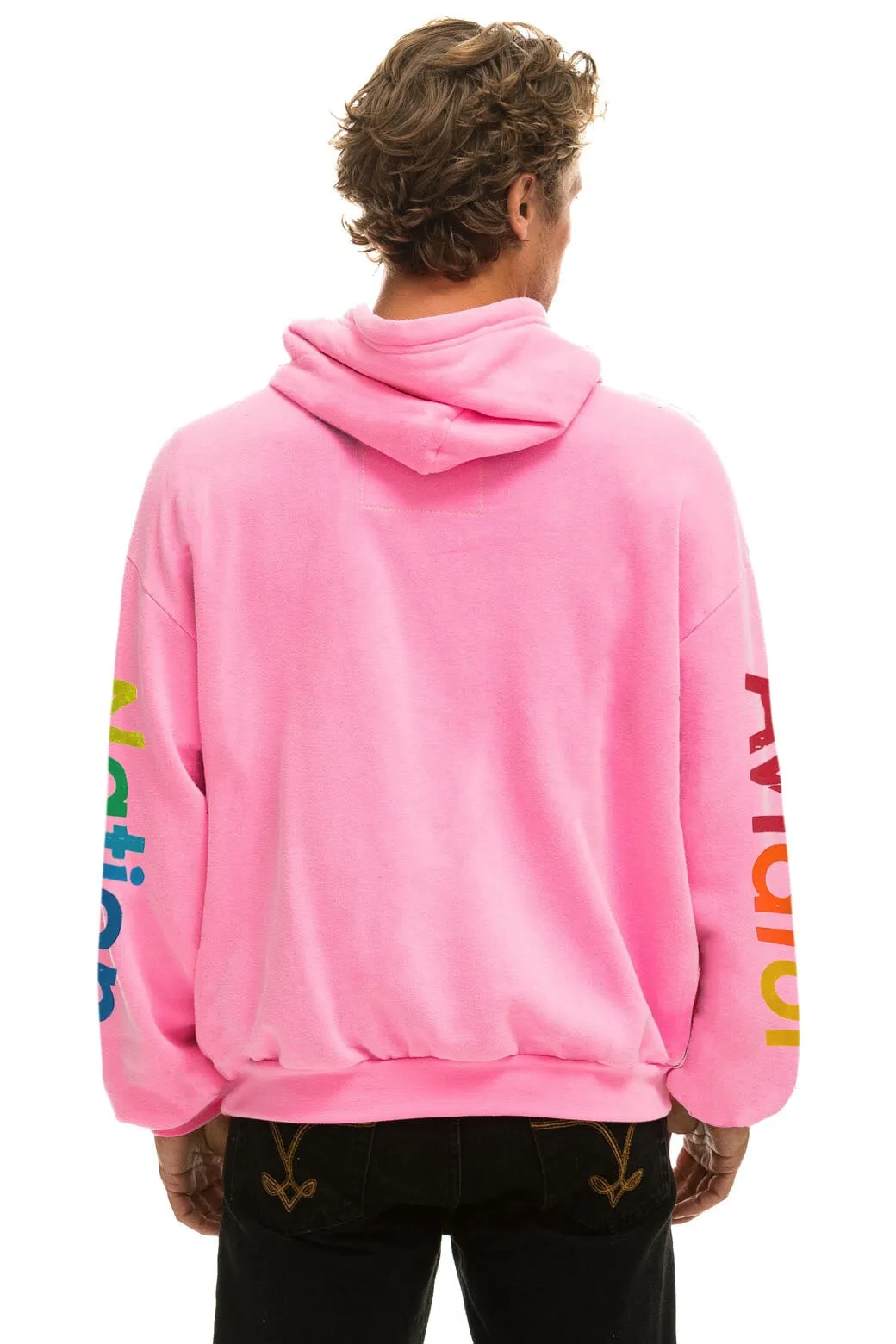 AVIATOR NATION NEW YORK CITY RELAXED PULLOVER HOODIE - NEON PINK