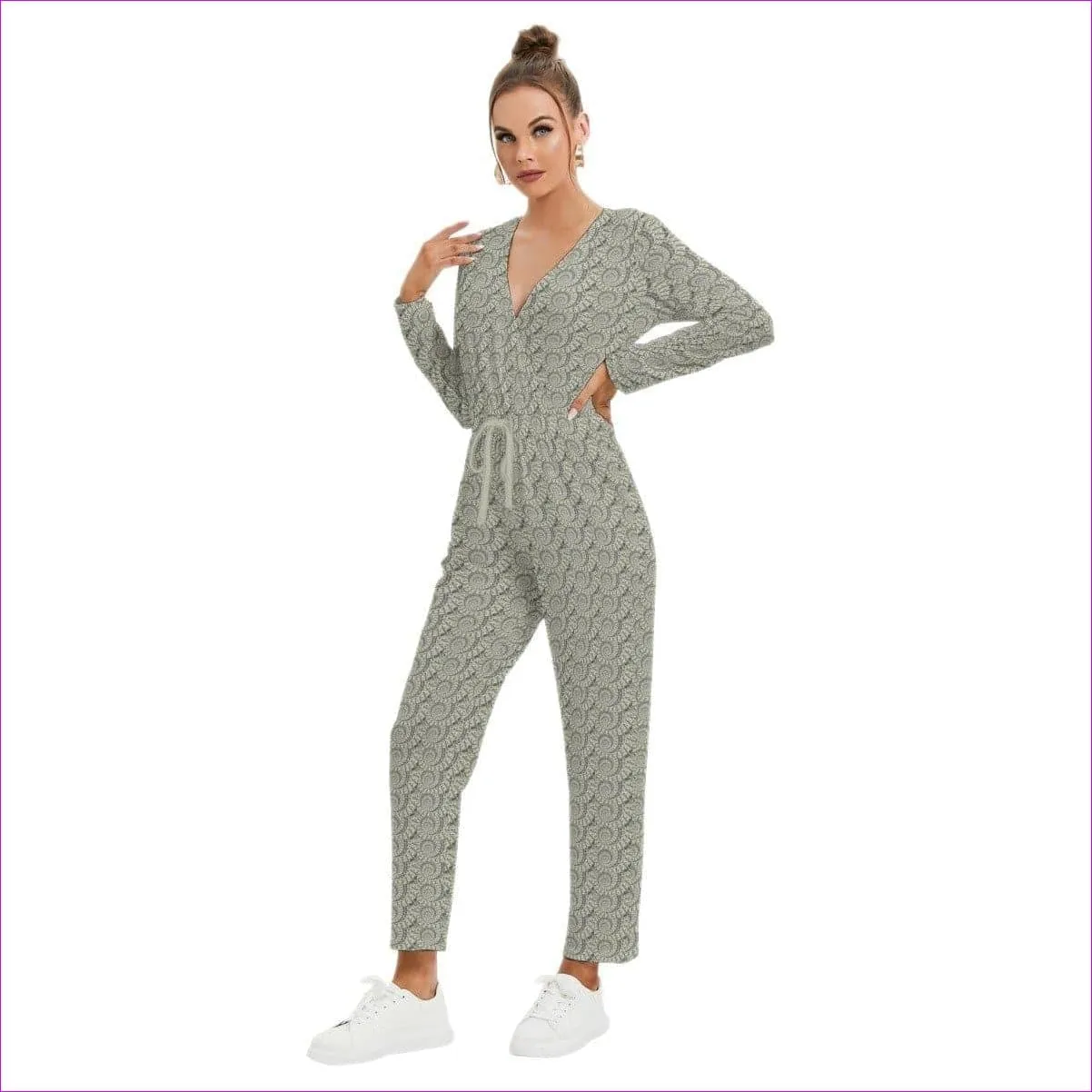 Cash Womens V-neck High Waist Jumpsuit