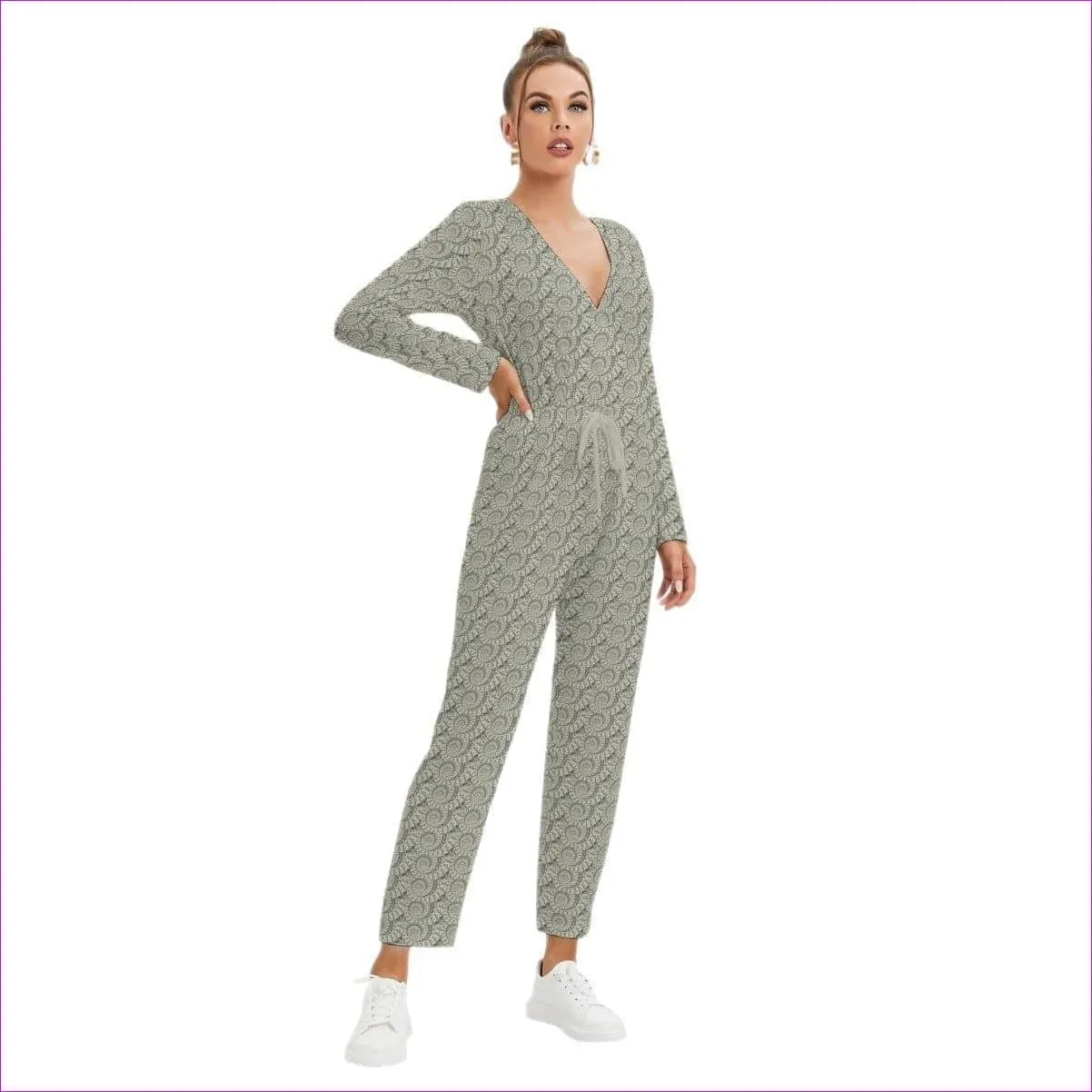 Cash Womens V-neck High Waist Jumpsuit