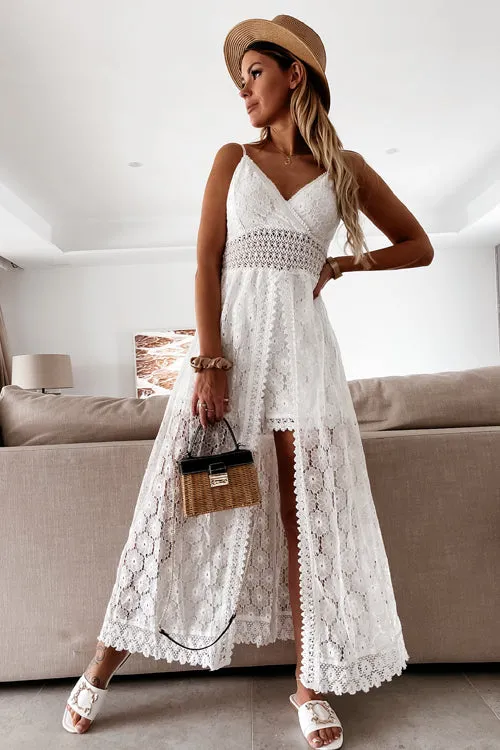 Catch A Spark Lace High Low Romper - 2 Colors