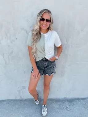 Cornetto Crop Top - Sage/White