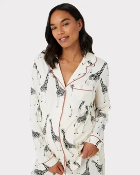 Cream Giraffe Maternity Organic Cotton Long Pyjama Set