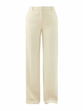 Cream twill suit trousers