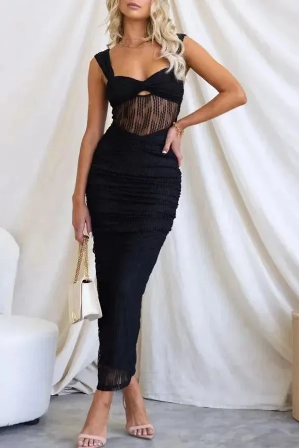 Elegant Color 2024 Zipper Sleeveless Sexy Solid INS Casual Sling Holiday New Dress