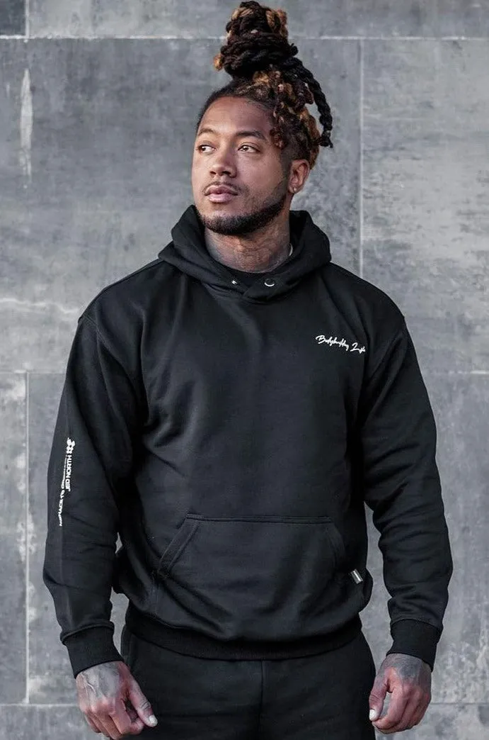 French Terry Pullover Hoodie - Black