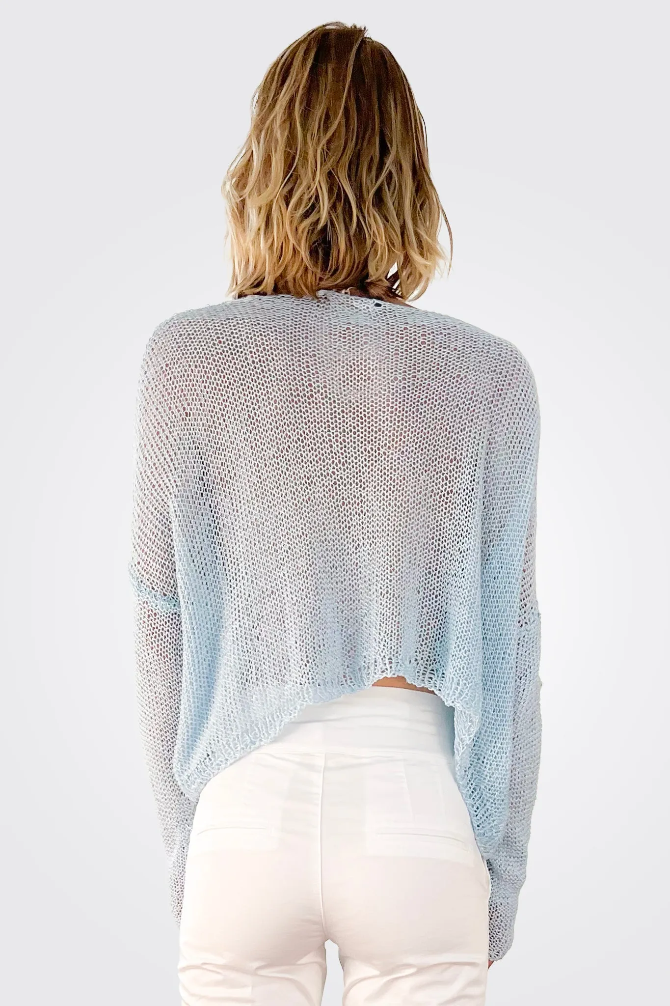 Handknitted Summer Pullover - Ice Blue