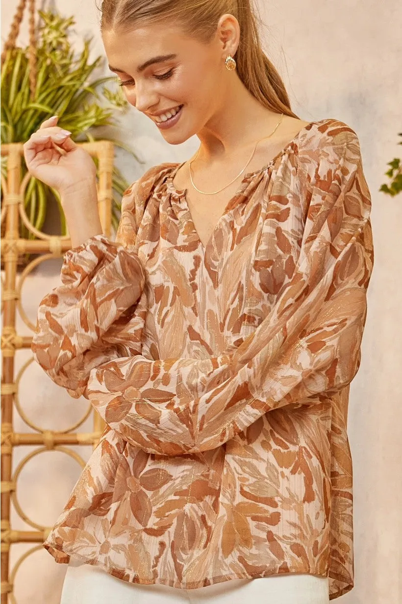 Here We Go Mocha Blouse