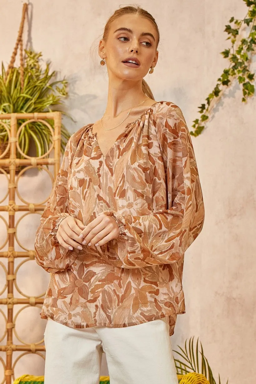 Here We Go Mocha Blouse