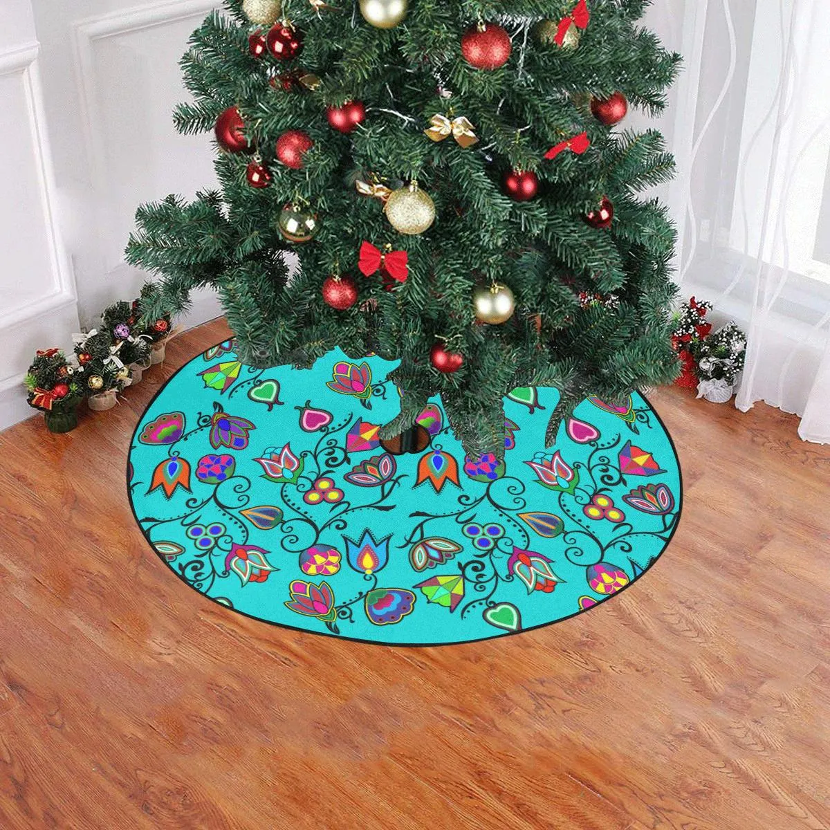 Indigenous Paisley - Sky Christmas Tree Skirt 47" x 47"