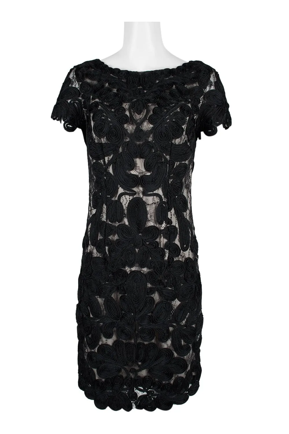 JS Collections EMBROIDERED ON LACE COCKTAIL DRESS