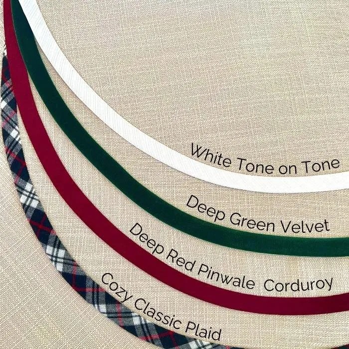 Linen Look Christmas Tree Skirt - Choice of Band and Buttons -- 54-inches -- SHIPPING INCLUDED!