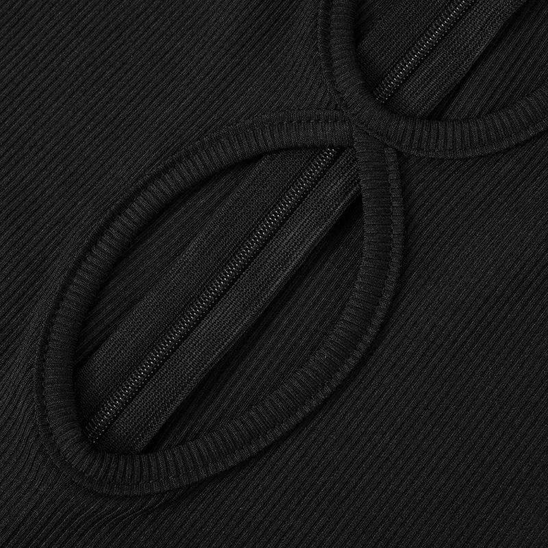 Long sleeve crewneck hollow out ribbed jumpsuit