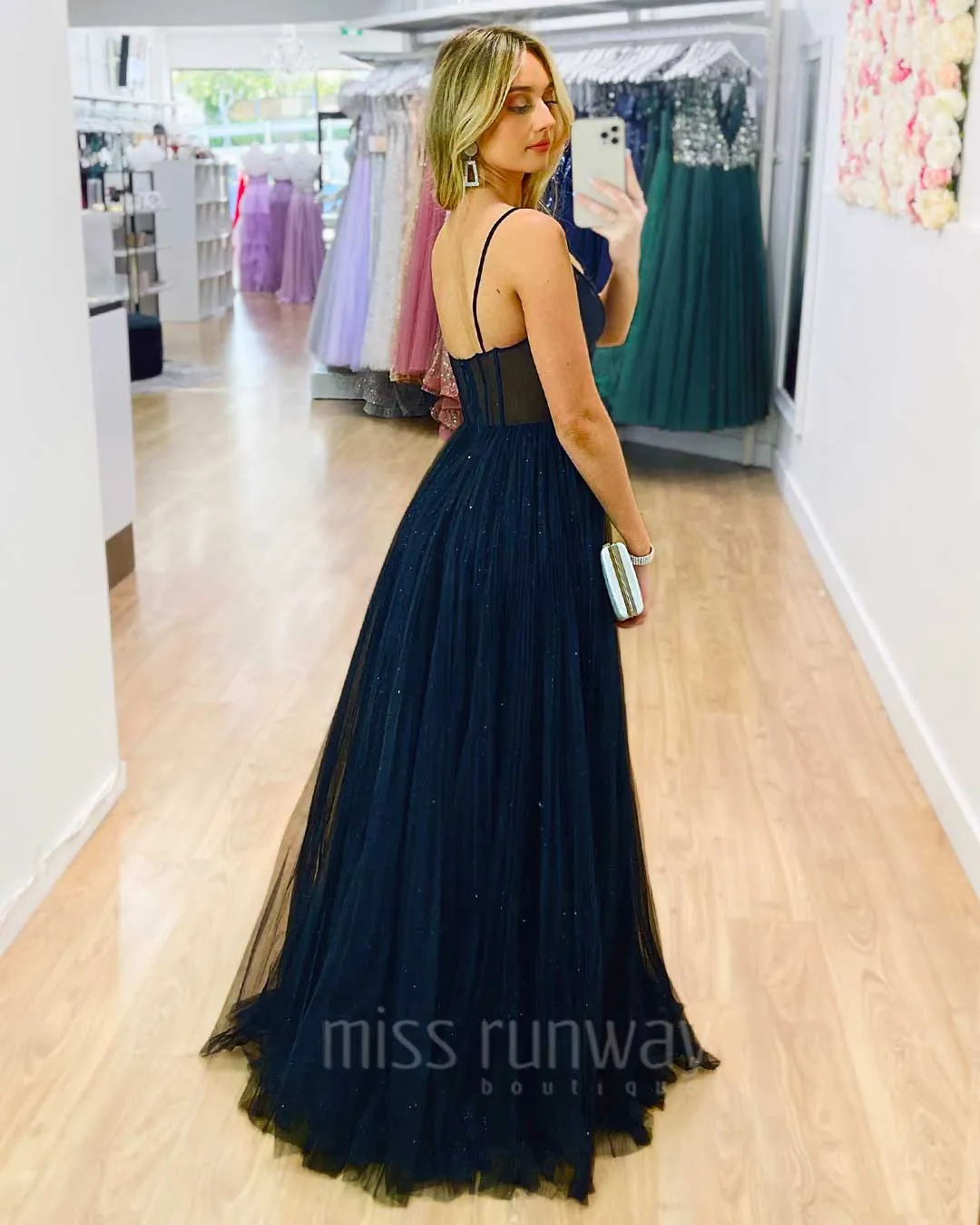 Masha Tulle Glitter Gown - Black [HIRE]
