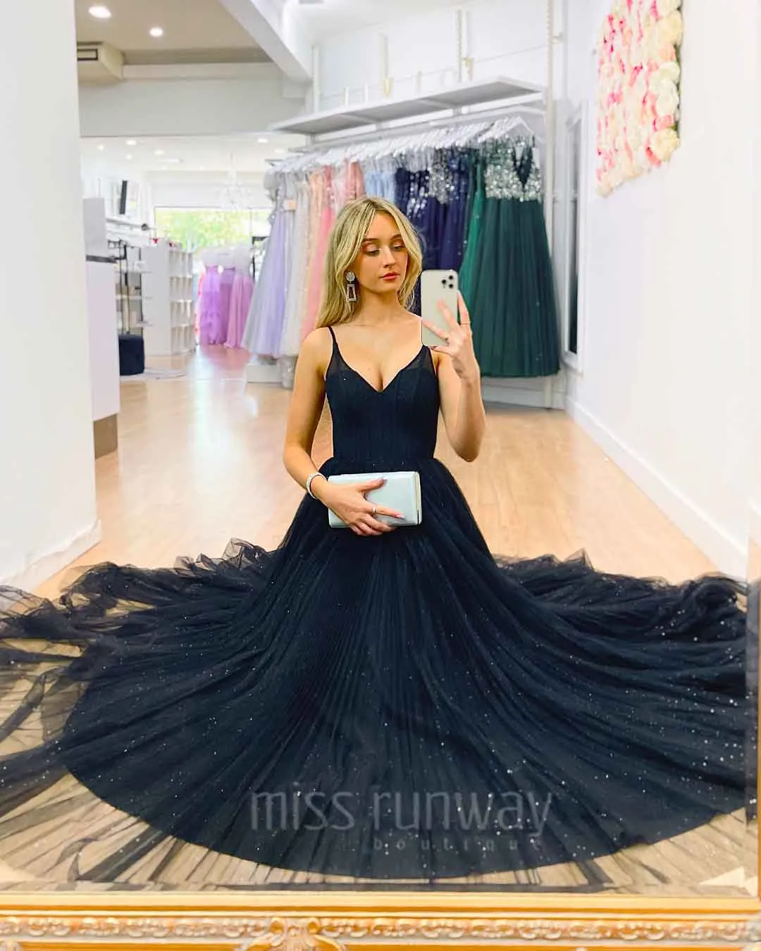 Masha Tulle Glitter Gown - Black [HIRE]