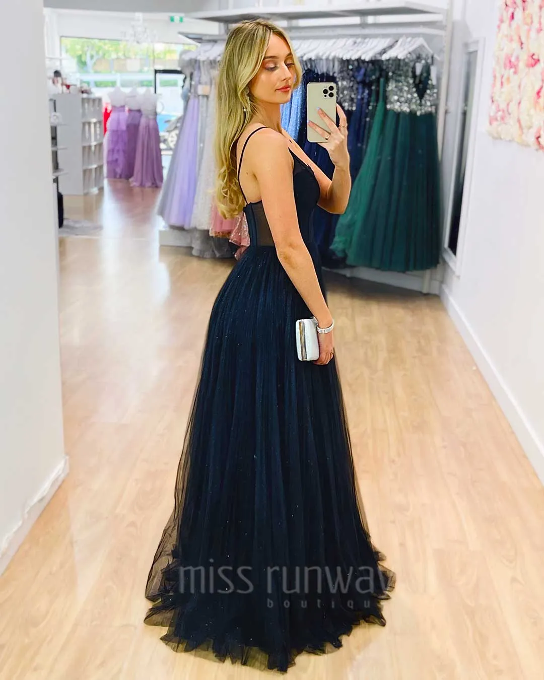 Masha Tulle Glitter Gown - Black [HIRE]