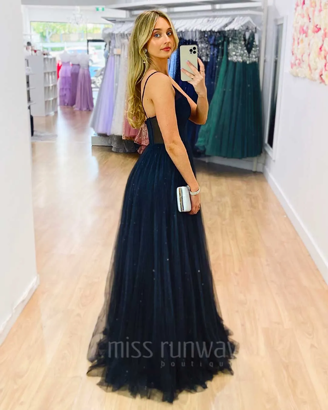 Masha Tulle Glitter Gown - Black [HIRE]