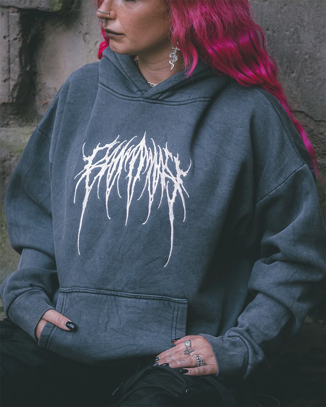 Metal Logo Embroidered Hoodie - Vintage