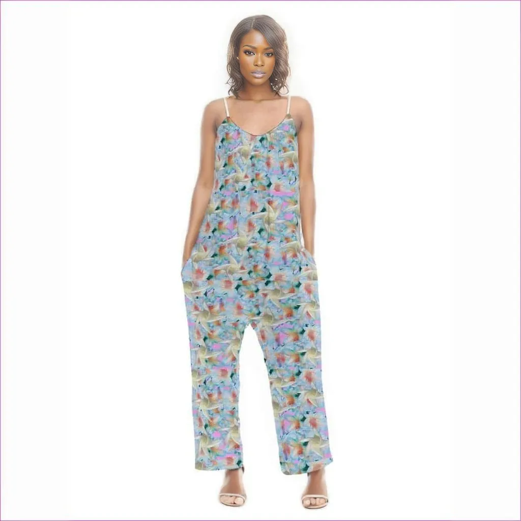 Midnight Floral Womens Loose Cami Jumpsuit