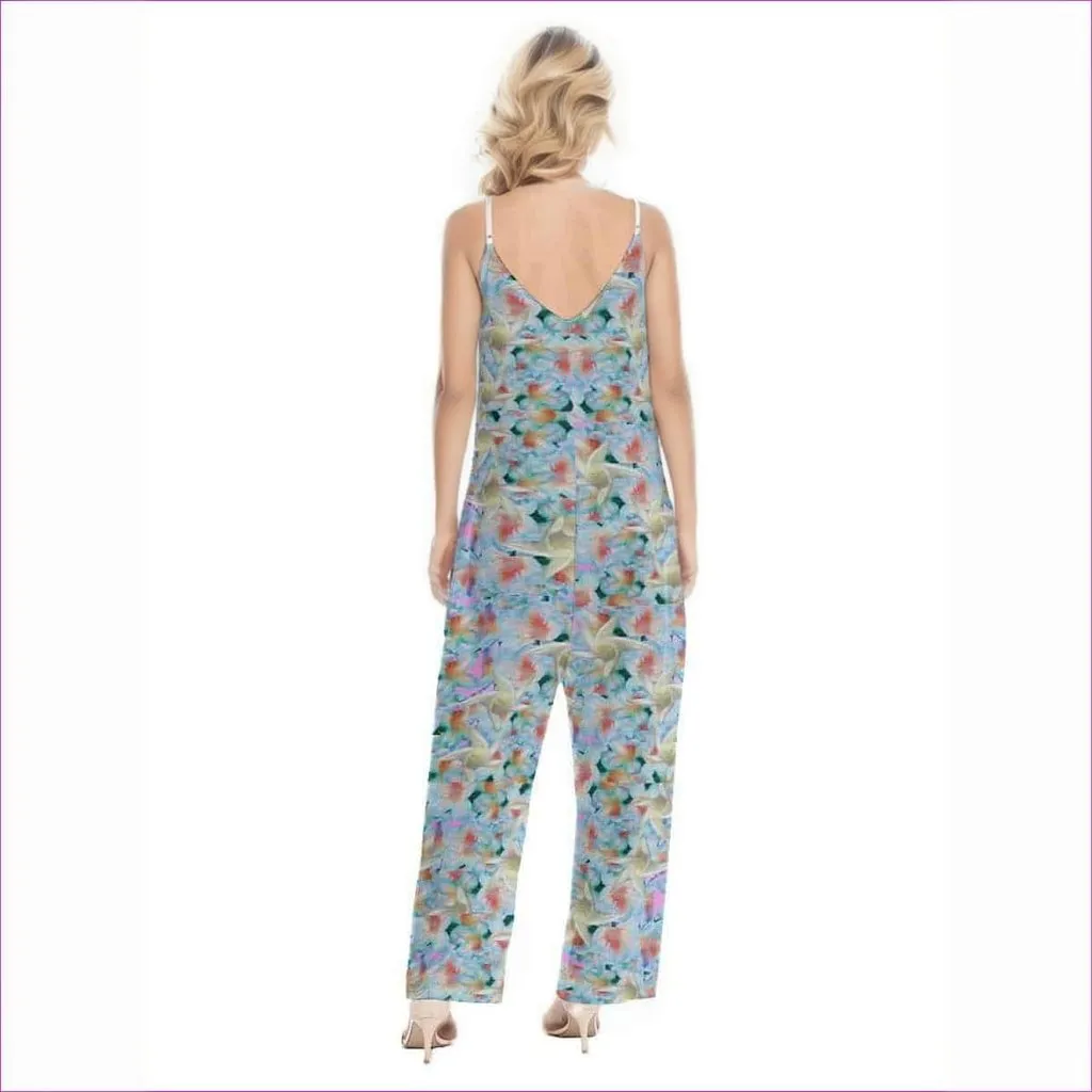 Midnight Floral Womens Loose Cami Jumpsuit