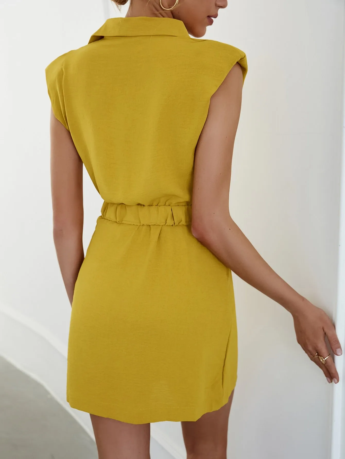 Miranda Elegant V-neck Belted Summer Short Dress
