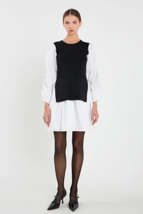 Mixed Media Poplin Mini Dress