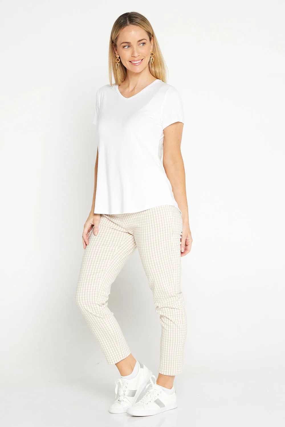 Moira Pants - Beige Gingham