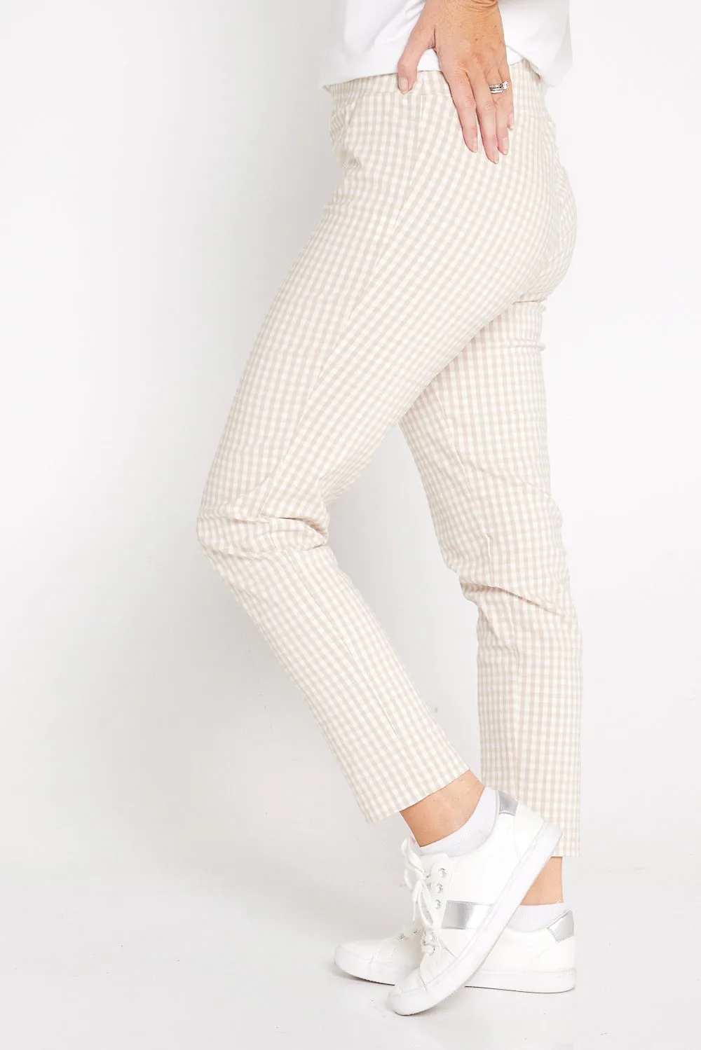 Moira Pants - Beige Gingham