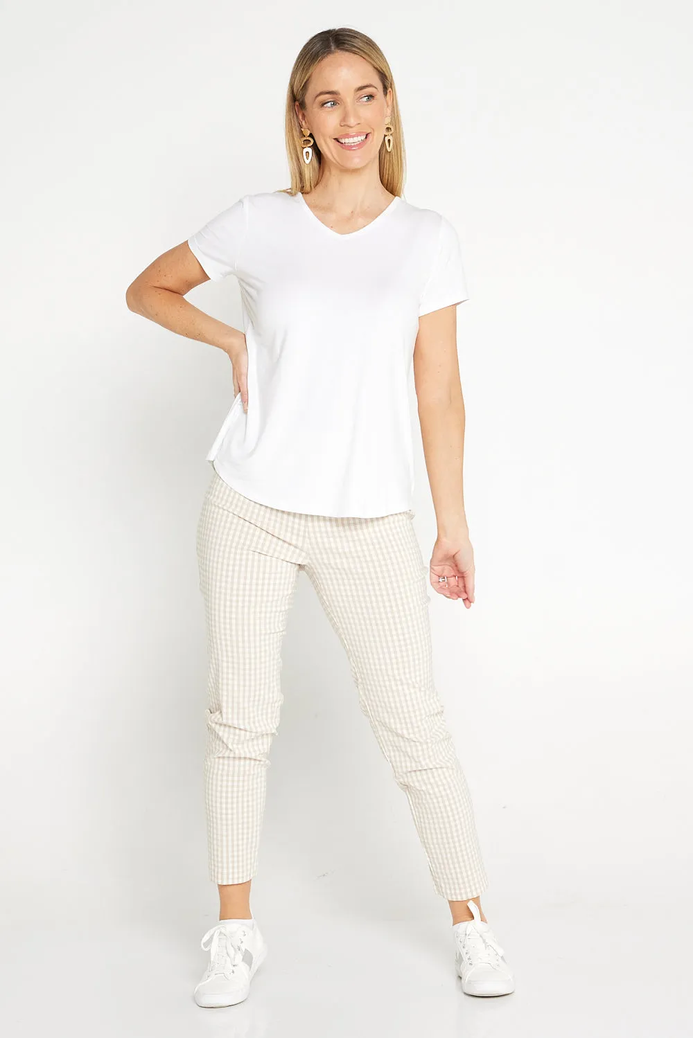 Moira Pants - Beige Gingham