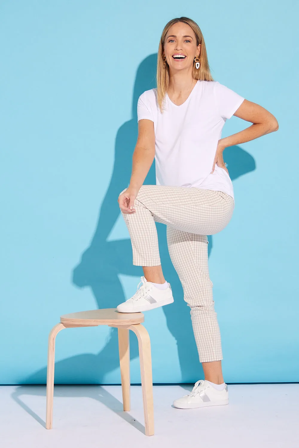Moira Pants - Beige Gingham