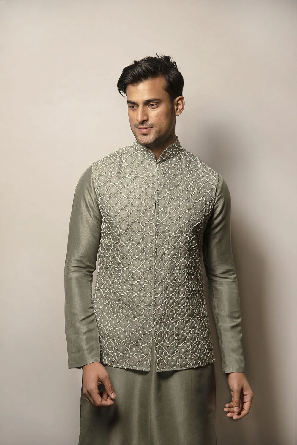 Organza Embroidered Jacket With Kurta set