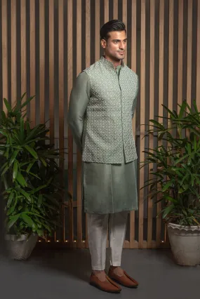 Organza Embroidered Jacket With Kurta set
