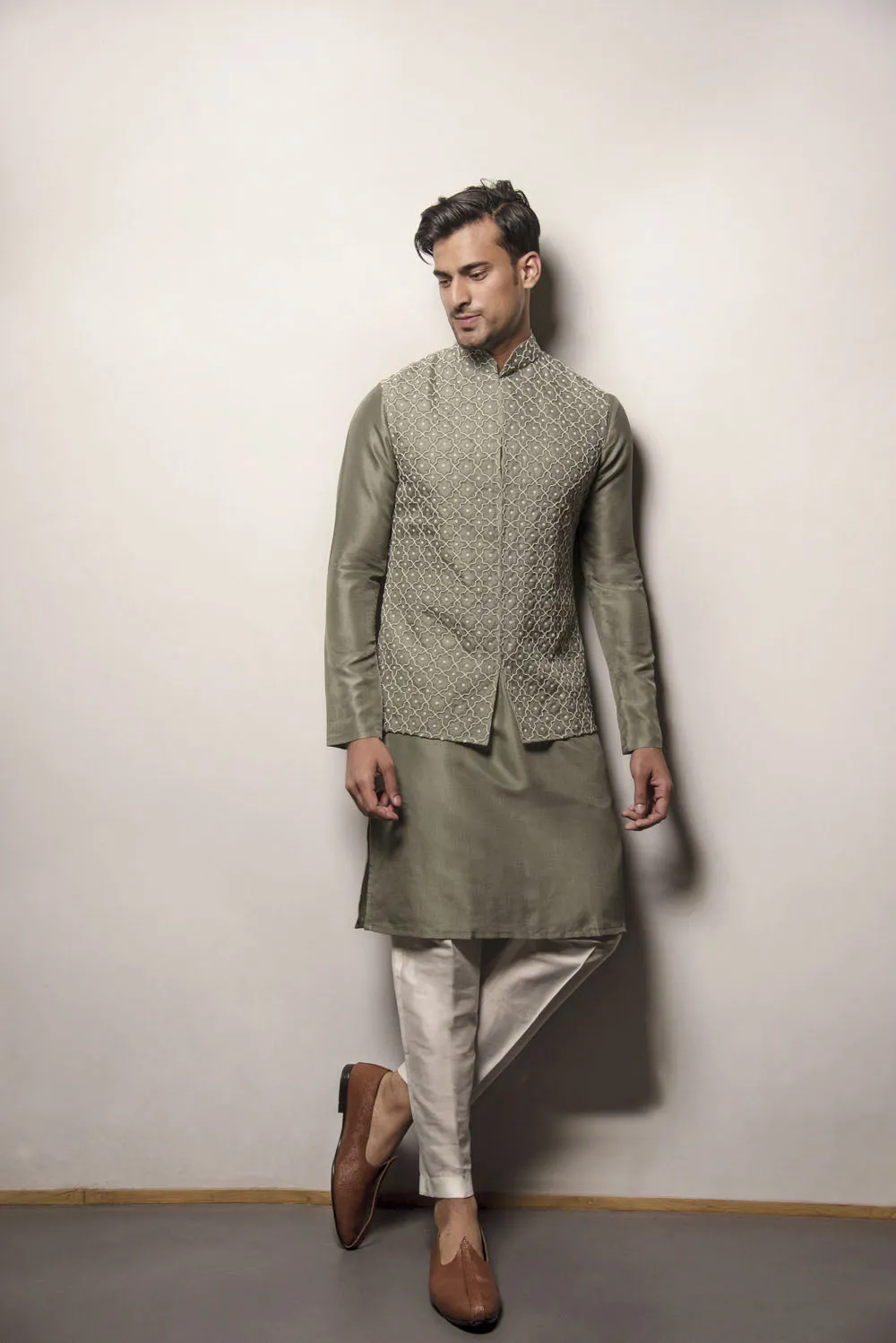 Organza Embroidered Jacket With Kurta set