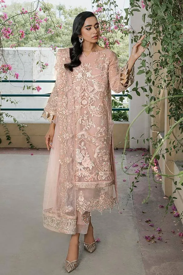Organza Pakistani Dress in Peach Color Online #PF131