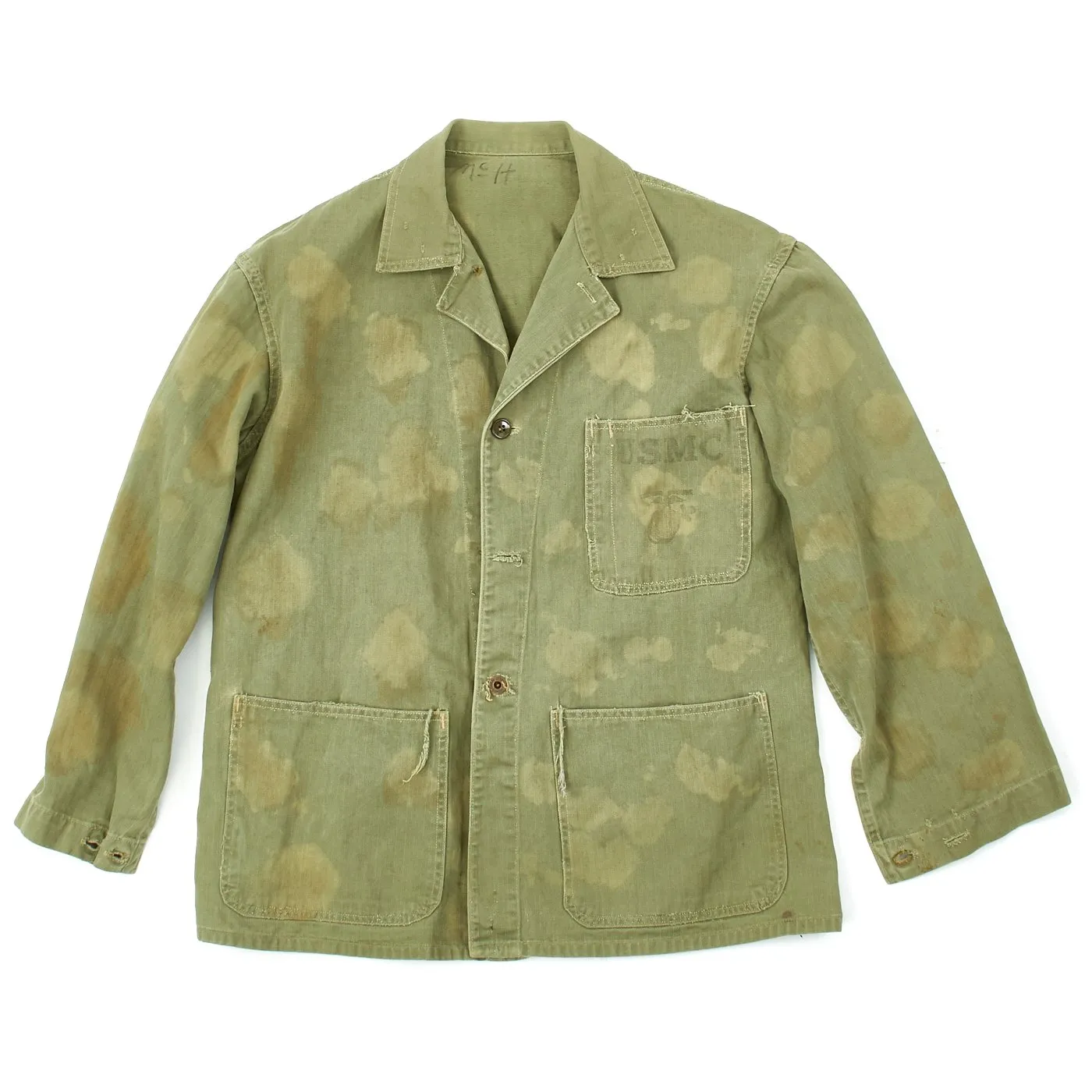 Original U.S. WWII Field Camouflage USMC HBT Herringbone Twill P41 Utility Combat Jacket