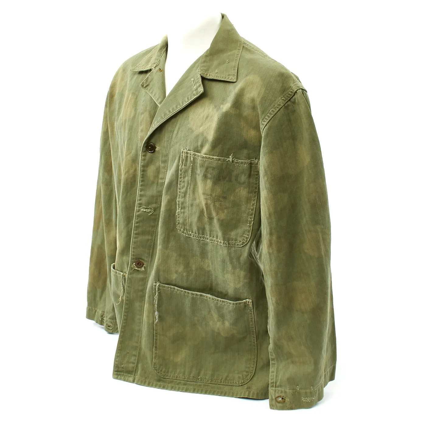 Original U.S. WWII Field Camouflage USMC HBT Herringbone Twill P41 Utility Combat Jacket