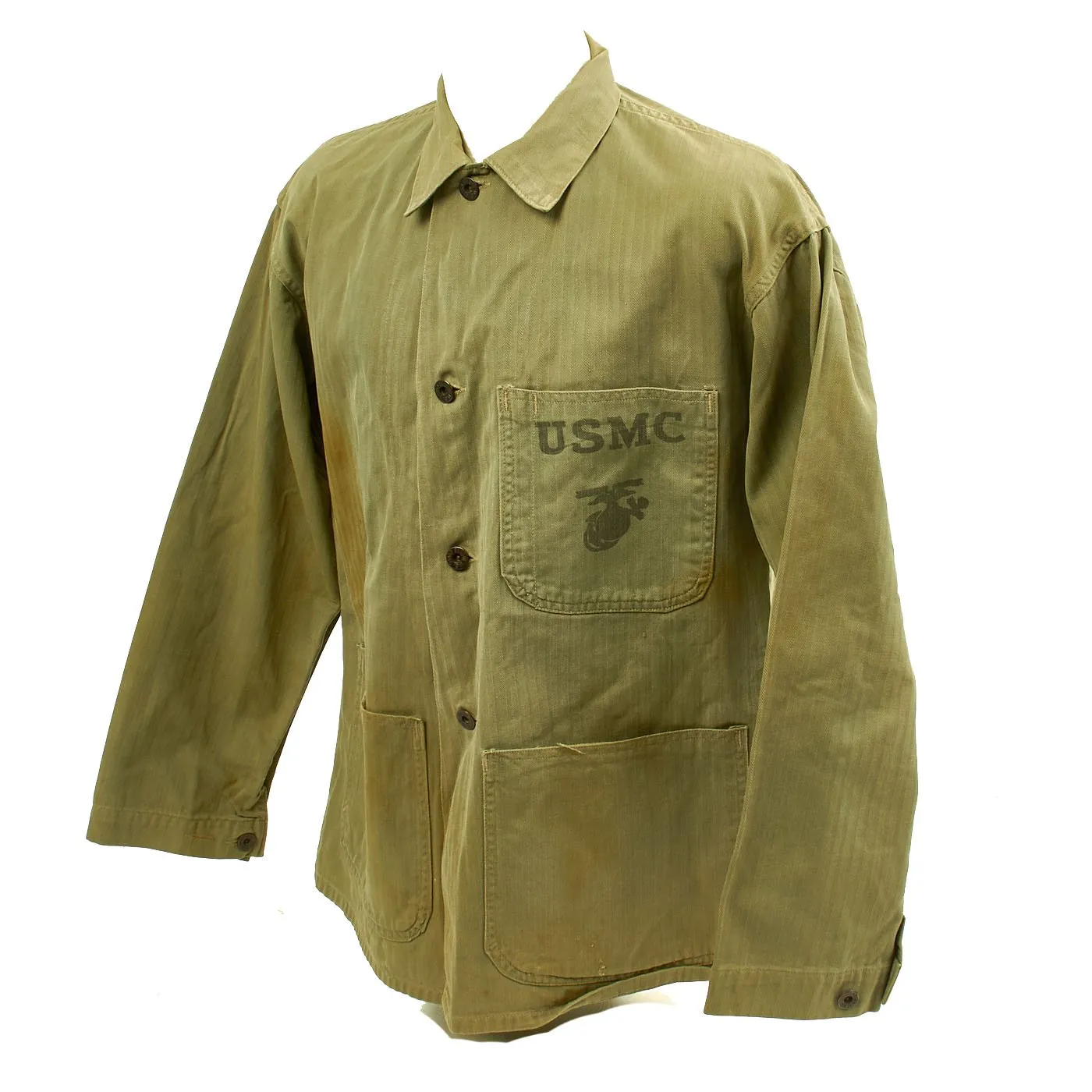 Original U.S. WWII USMC HBT Herringbone Twill P41 Combat Jacket