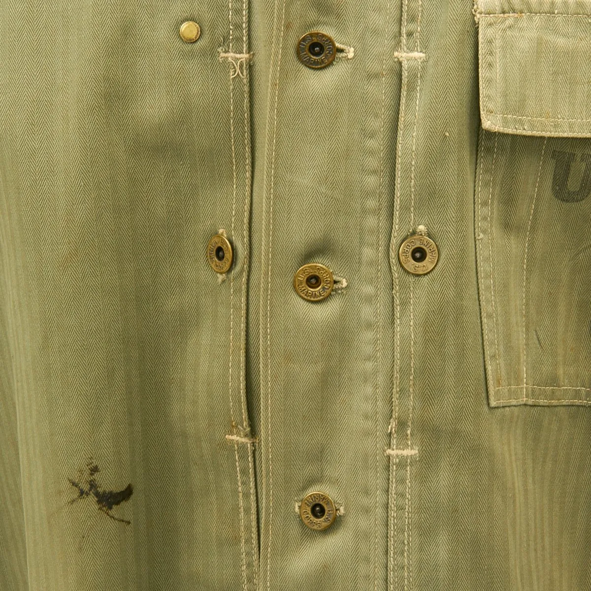 Original U.S. WWII USMC HBT Herringbone Twill P44 Combat Field Utility Jacket - Size 44-46