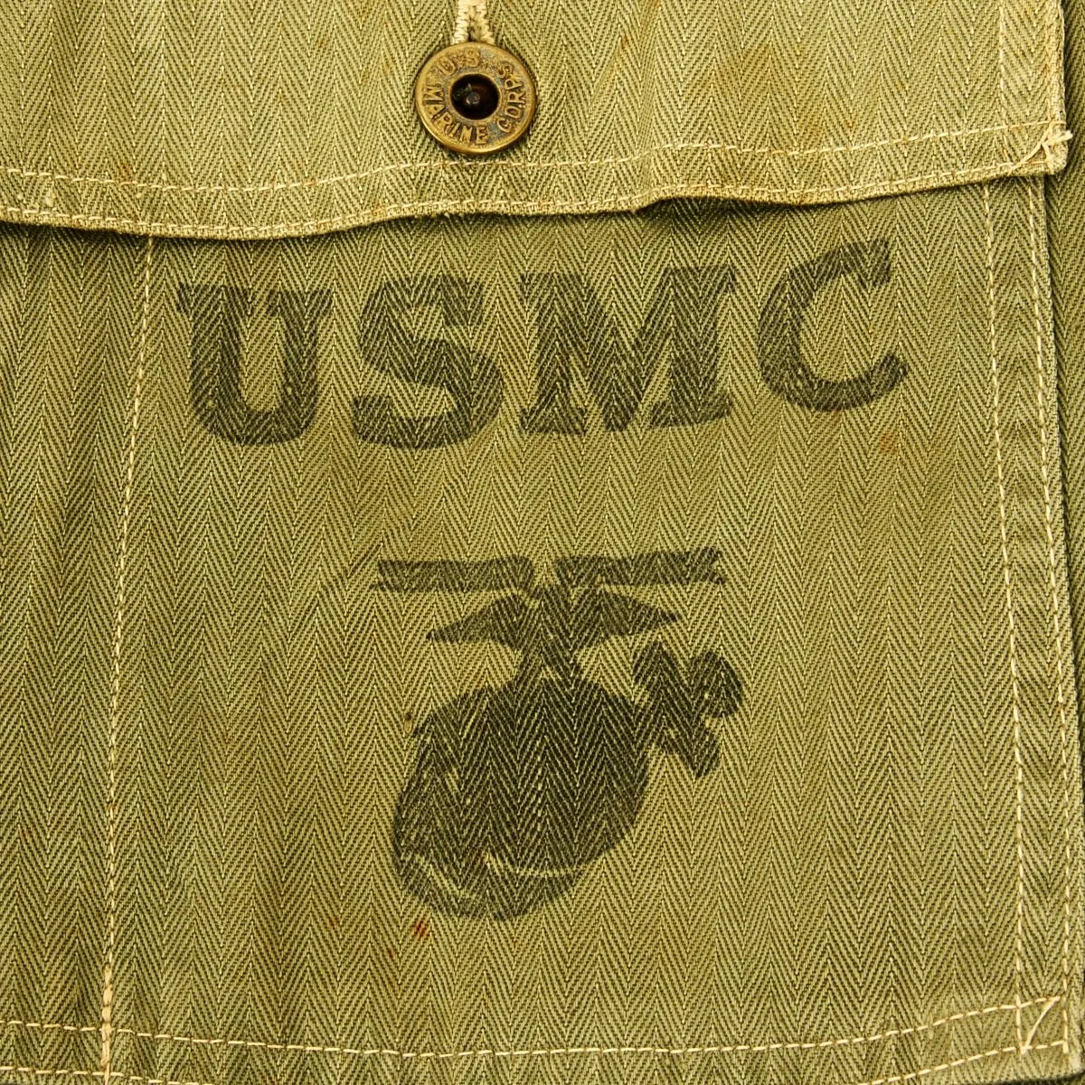 Original U.S. WWII USMC HBT Herringbone Twill P44 Combat Field Utility Jacket - Size 44-46