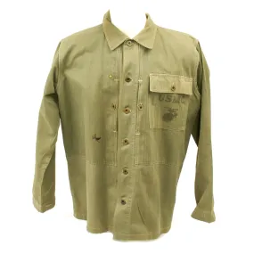 Original U.S. WWII USMC HBT Herringbone Twill P44 Combat Field Utility Jacket - Size 44-46