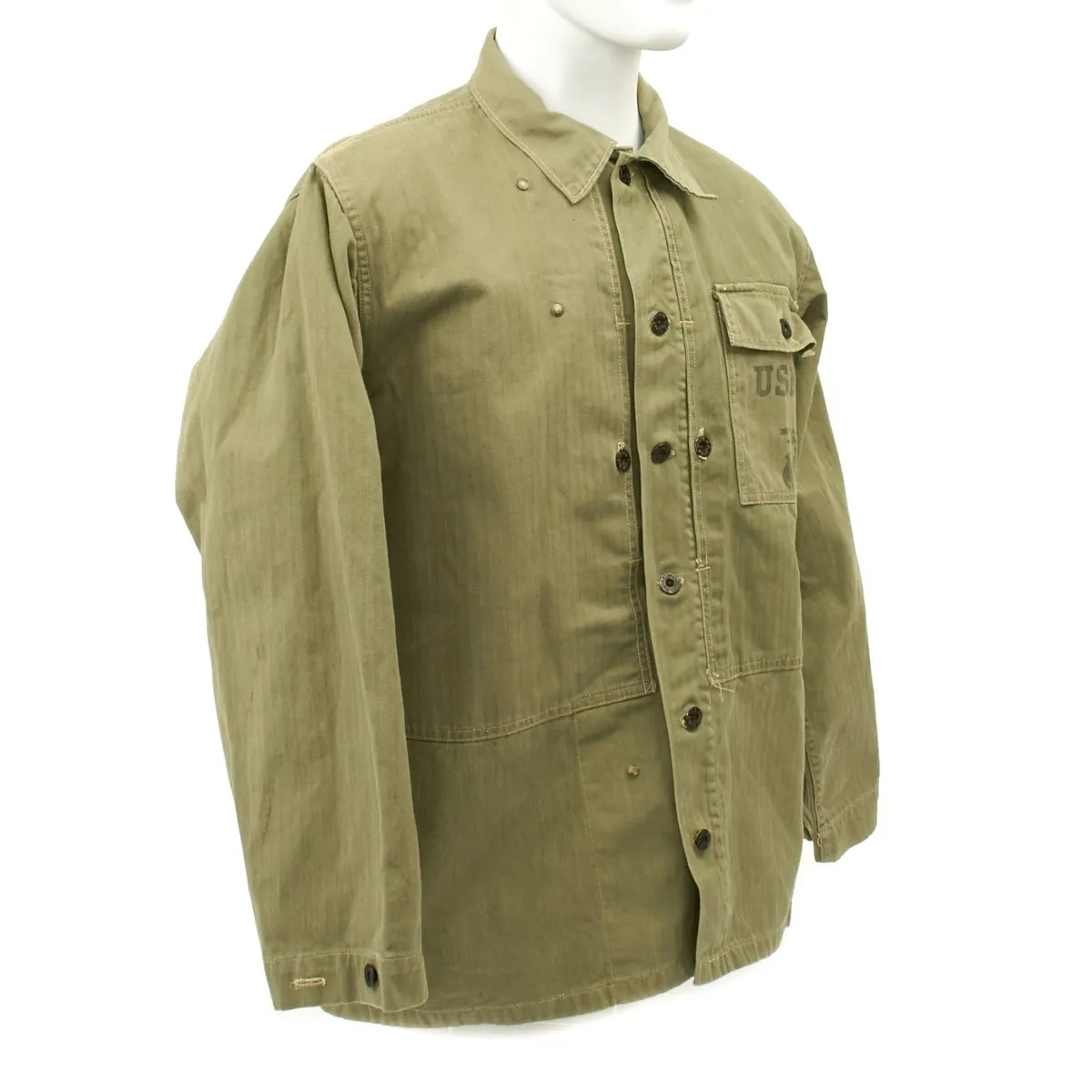 Original U.S. WWII USMC HBT Herringbone Twill P44 Combat Field Utility Jacket