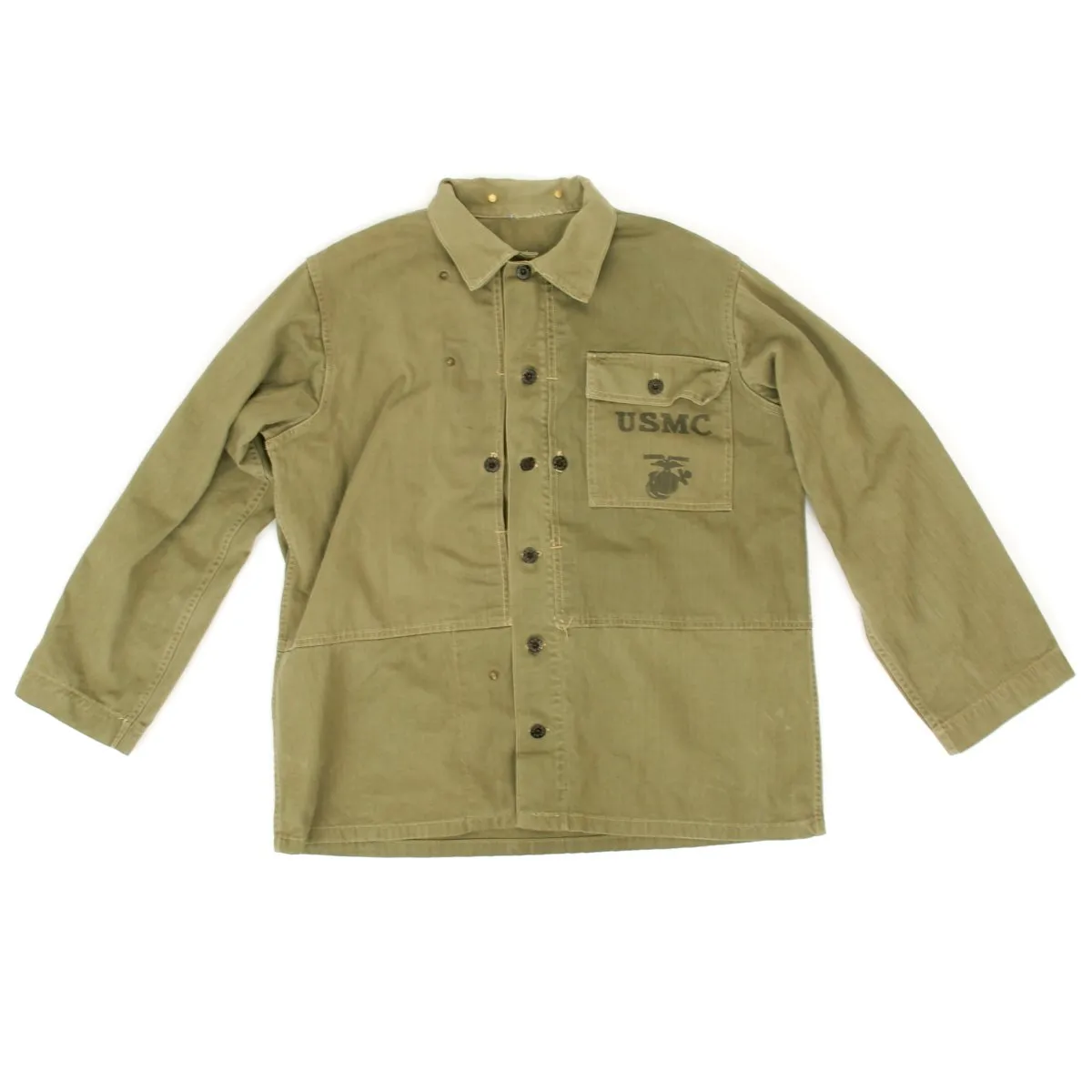 Original U.S. WWII USMC HBT Herringbone Twill P44 Combat Field Utility Jacket