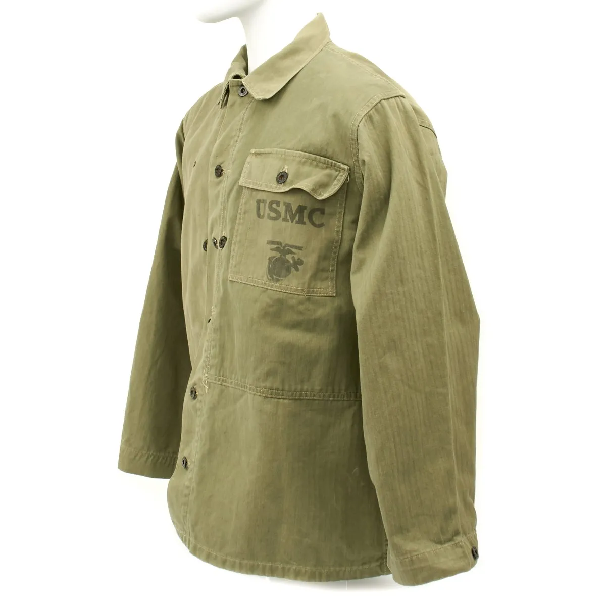 Original U.S. WWII USMC HBT Herringbone Twill P44 Combat Field Utility Jacket