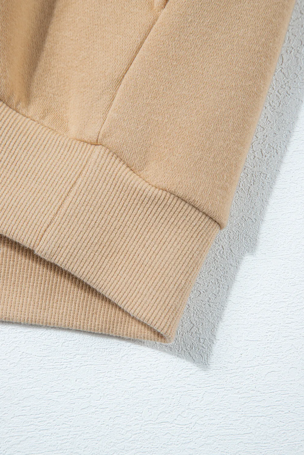Parchment Solid Half Button Sweatshirt and High Waist Pants Set