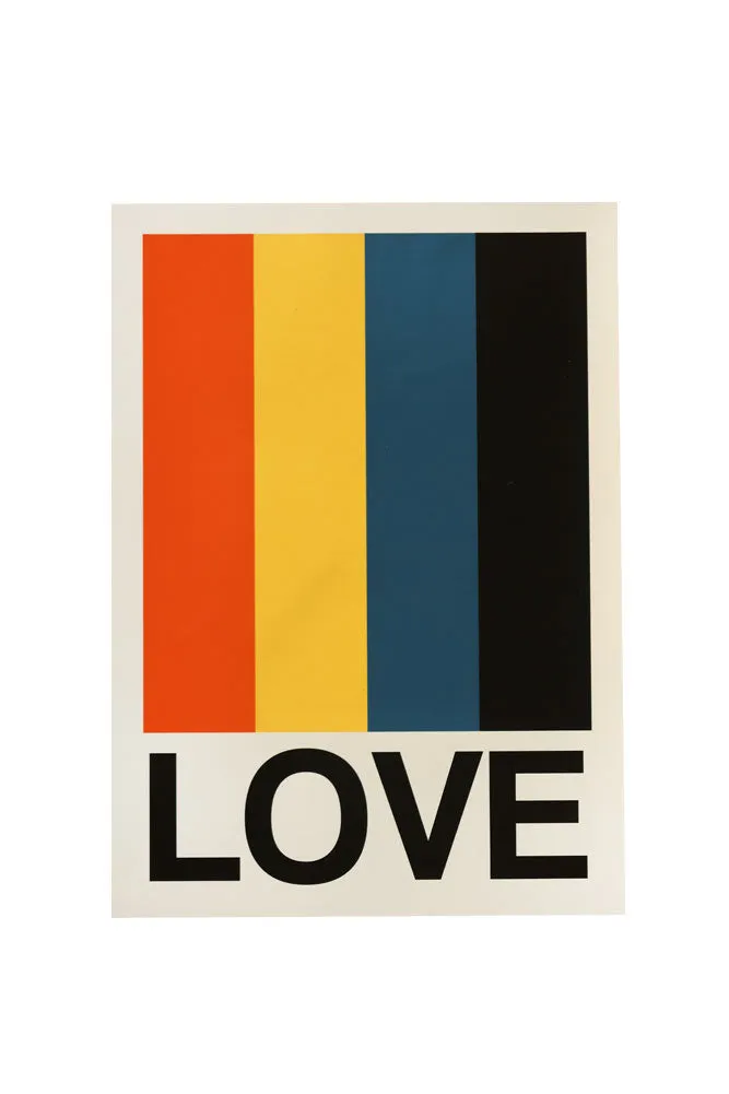 Retro Stripe LOVE Sundaze By Frances Collett A2 Art Print With Black Wooden Frame